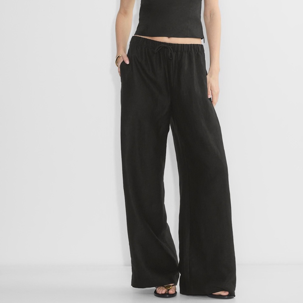 Aritzia Wilfred Black Linen Lodge Pants